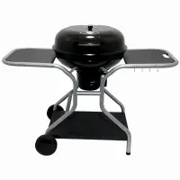 Gratar pe carbuni KLUGMEISTER KY22020T, material otel, cu capac si roti de deplasare, inaltime gatire 78 cm, dimensiuni 133x67x98 cm