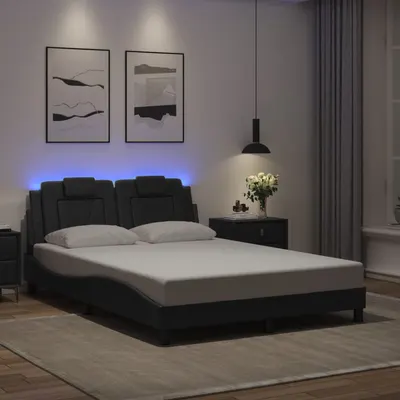 vidaXL Cadru de pat, Viana, cu LED fără saltea, negru, 120x200 cm