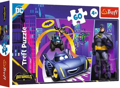 Puzzle pentru copii Trefl din 60 de piese - Batman și vehiculele lui