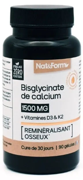 Calciu + Vitaminele D3 și K2, 90 capsule, Nat&Form