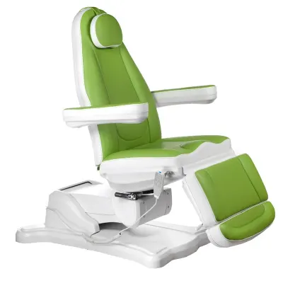 Fotoliu profesional cosmetic, control telecomanda, 3 pozitii, lungime 192 cm, verde/alb