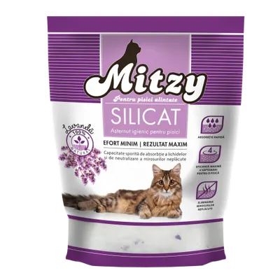 Nisip Silicat Pentru Pisici Mitzy Lavanda 3.8 L