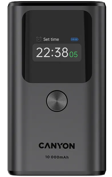 Baterie portabilă Canyon - OnPower 130 TFT, 10000 mAh, Dark Grey