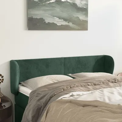 Gossi tablie de pat cu aripioare verde inchis 147x23x78/88 cm catifea