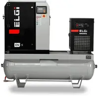 Compresor electric cu surub ELGI EN 7-7bar debit 1.13mc/min, uscator si rez.270L inclus, 7.5kW/400V