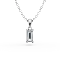 Lant cu pandantiv minimalist si zirconia solitaire din aur alb