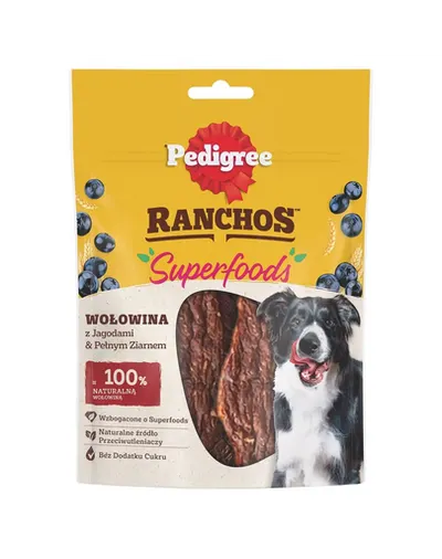Recompense PEDIGREE Ranchos Superfoods cu vita, afine si cereale integrale 70g
