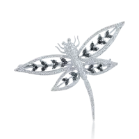 Brosa din aur alb cu diamante transparente de 0.96ct si diamante negre de 0.7ct