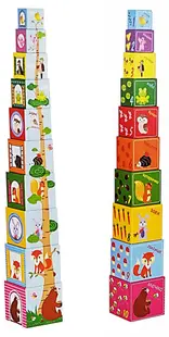 Cuburi educaționale din carton Tini Toys - Animale vesele, în limba bulgară