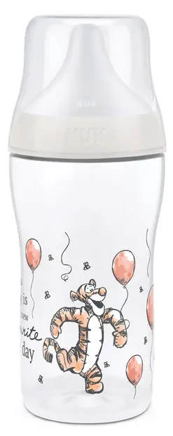 Sticlă pentru bebeluși Nuk Perfect Match - Temperature Control, 260 ml, PP, 3+ luni, Disney Tigru