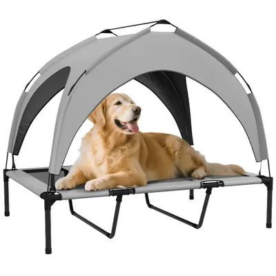 PawHut Pat pentru animale de companie pe picioare înalt confort velum anti-UV din oxford, geantă de transport inclusă 106 x 76 x 94 cm gri | Aosom Romania