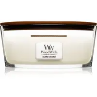 Woodwick Island Coconut lumânare parfumată cu fitil din lemn (hearthwick)
