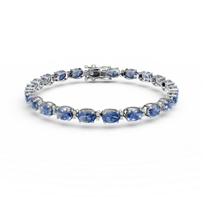 Bratara tennis din aur alb cu tanzanite ovale de 10.66ct si diamante de 0.25ct