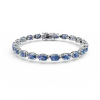 Bratara tennis din aur alb cu tanzanite ovale de 10.66ct si diamante de 0.25ct