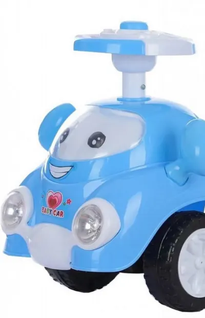 Masinuta pentru copii Novokids Super Happy Car Albastru fara pedale, cu melodii si sunete, greutate suportata 25 kg