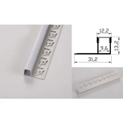 Profil led aluminiu PXG- 301/1 – ingropat/gips carton/1m