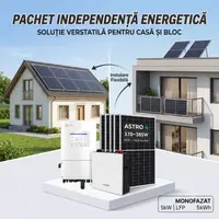 Pachet independenta energetica kit fotovoltaic hibrid invertor 5kW baterie stocare 10.24kWh si 4 panouri 375W
