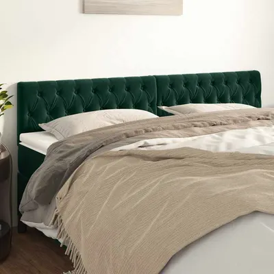 vidaXL Tăblii de pat, verde închis, 200x7x78/88 cm, catifea
