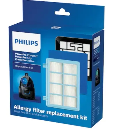 Kit de schimb Philips FC8010/02, 1 filtru antialergic, 1 filtru de admisie lavabil pentru motor, 1 filtru din burete lavabil
