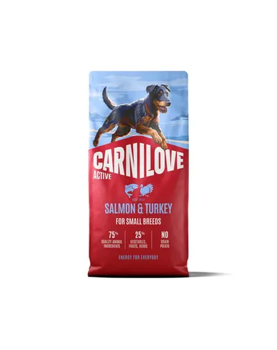 Hrană câini rasă mică 12 kg CARNILOVE Active Dog Salmon & Turkey Adult Small Breeds, somon și curcan