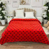 Patura pufoasa cocolino 200x230cm, 240g/mp, Rosu, Inimioare Negre