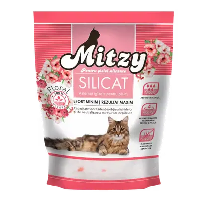 Asternut igienic pentru pisici, Mitzy Silicat, Floral, 3.8 L
