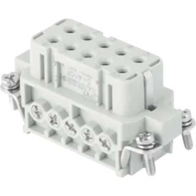 Insert pentru conector Mama - 49X16 - 10P + E 16A 250V / 4kV / 3 - ȘURUB CONNECTION - CU PLATE - GRI