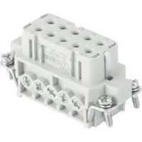 Insert pentru conector Mama - 49X16 - 10P + E 16A 250V / 4kV / 3 - ȘURUB CONNECTION - CU PLATE - GRI