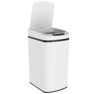HOMCOM Coș de Gunoi de 12L cu Senzor Infraroșu, Buton Touch și Găleată Detașabilă, Coș de Gunoi din Oțel Inoxidabil, ABS și PP, 28x22x41 cm, Alb | Aosom Romania