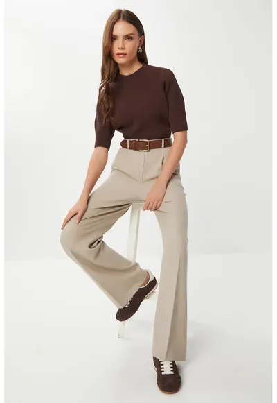 Pantaloni dama - Happiness Istanbul - bej - textil - Bej Natural
