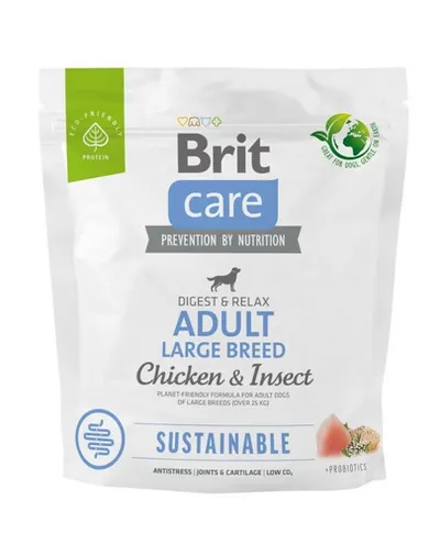 BRIT Care Dog Sustainable Adult Large Breed Chicken &amp; Insect hrana caini talie mare 1 kg pui si insecte
