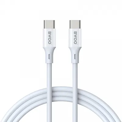 Cablu Date si Incarcare USB-C - USB-C BWOO X282, 60W, 1m, Alb