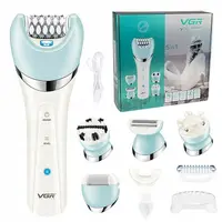 Epilator VGR V-703, 5 in 1, Pentru Picioare, corp, bikini, axile, waterproof IPX 4, acumulator 1400mAh, Lumina LED, 2 Viteze, Alb