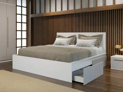 Pat Alb cu Sertare Optionale Casmir - Tokio 160x200 2 Seturi ( 4 sertare )