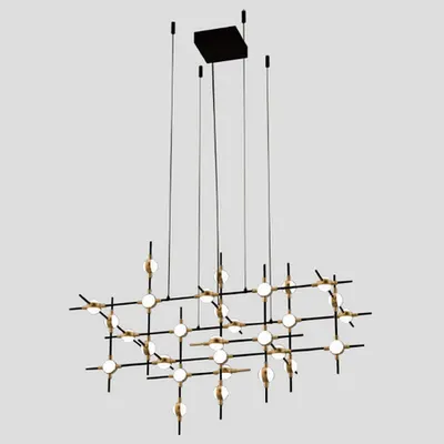 Modular Led Pendant 72w 3000k, Negru+gold