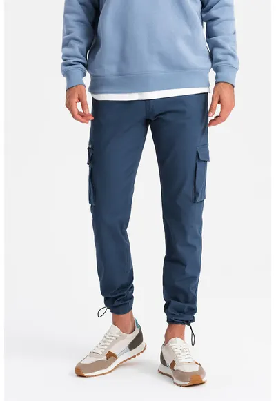 Pantaloni cargo drepti - Albastru petrol