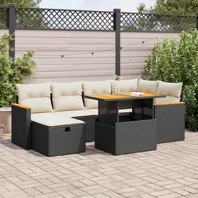 Gossi set mobilier de gradina cu perne, 8 piese, negru, poliratan