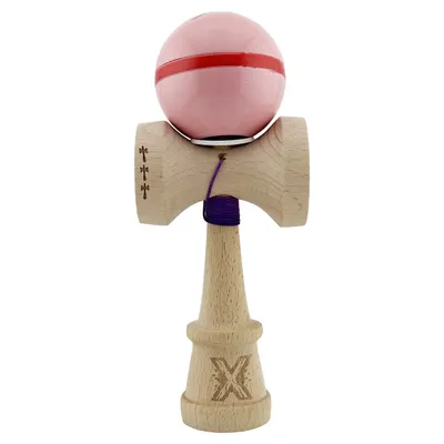 Jucarie de indemanare din lemn, Kendama X, Flippy, Silken, King Size V3, Super Sticky, 18 cm, Roz