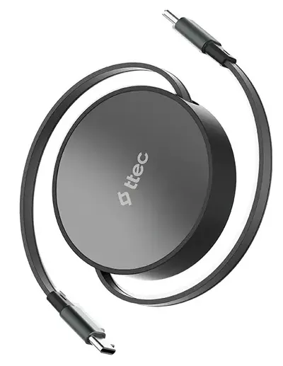 Cablu ttec – Mini retractabil, 100W, USB-C/USB-C, negru