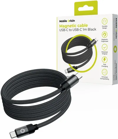 Cablu Mobile Origin - Magnetic Original Cable, USB-C/USB-C, 1 m, negru
