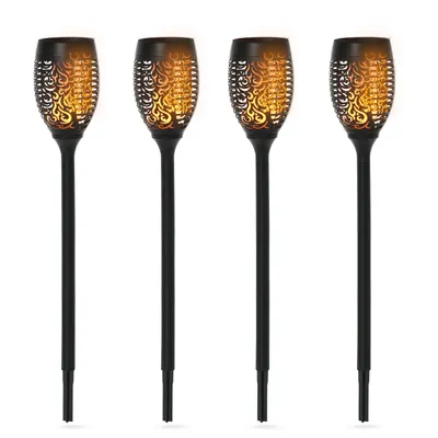 Outsunny Set 4 Lămpi LED de Exterior cu Energie Solară și Țăruși, Ø12x72 cm, Negru | Aosom Romania