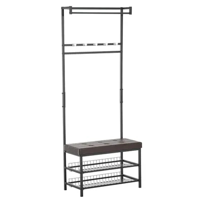 HomCom Banca Vestiar in Metal captusita, Maro, 72.5x35x180cm