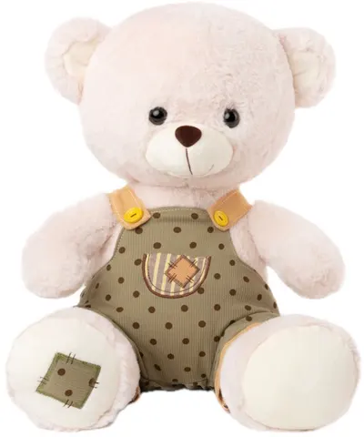 Jucărie de pluș Amek Toys - Băiat urs cu salopetă verde, 40 cm