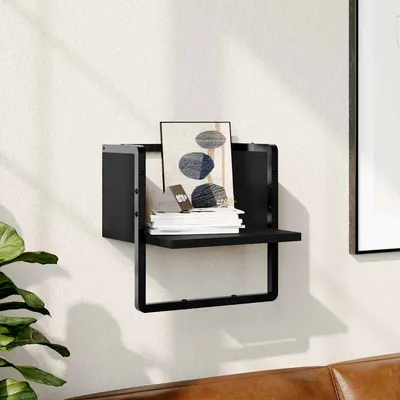 vidaXL Raft de perete cu bare, negru, 30x25x30 cm