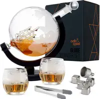 Set de whisky Oak & Steel - Globus, carafă cu 2 pahare si accesorii