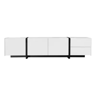 Comodă TV cu dulap jos, bandă LED, 170x30x39 cm, Alb