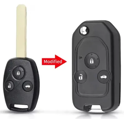 Carcasa cheie auto pliabila transformatoare, compatibila cu Honda Accord, Civic, CR-V, Pilot, Fit, 3 butoane, lama inclusa, fara electronica