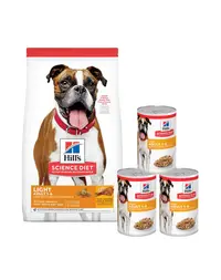 HILL'S Science Plan Adult Light Medium breed hrana caini rasa medie 14 kg + 3 conserve GRATIS