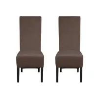Set 2 scaune living VANESSA, picioare lemn wenge, stofa maro, 47x60x110 cm