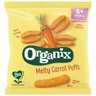 Snack ecologic Bio din Porumb Dulce si Morcovi 6+ luni, Organix | 20 g